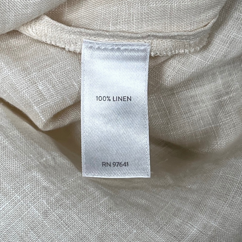 J. Jill Paisley Linen Tunic Womens 1X Cream Blue Boho 3/4 Bell Sleeve Top - Picture 5 of 8